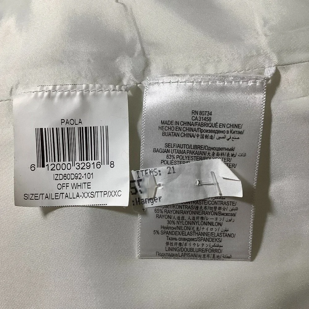 BCBGMAXAZRIA Off-White Paola Tassels Trim Blazer Long Size XXS - Picture 10 of 15